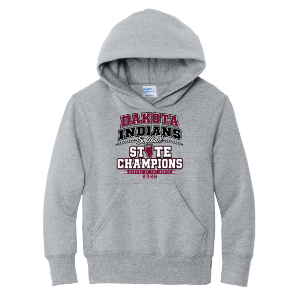 Dakota Softball State Champions 2026 - Youth Core Fleece Pullover Hooded Sweatshirt Thumbnail