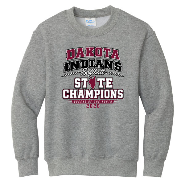 Dakota Softball State Champions 2026 - Youth Core Fleece Crewneck Sweatshirt Thumbnail