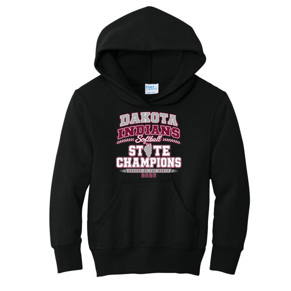 Dakota Softball State Champions 2026 - Youth Core Fleece Pullover Hooded Sweatshirt Thumbnail