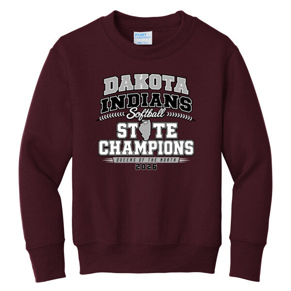 Dakota Softball State Champions 2026 - Youth Core Fleece Crewneck Sweatshirt Thumbnail