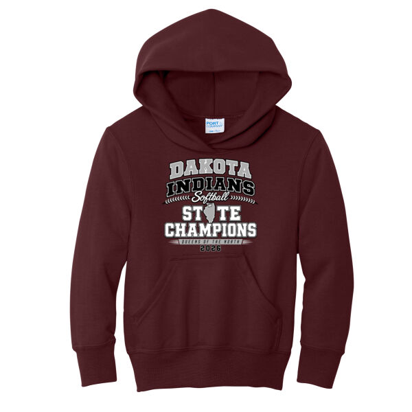 Dakota Softball State Champions 2026 - Youth Core Fleece Pullover Hooded Sweatshirt Thumbnail